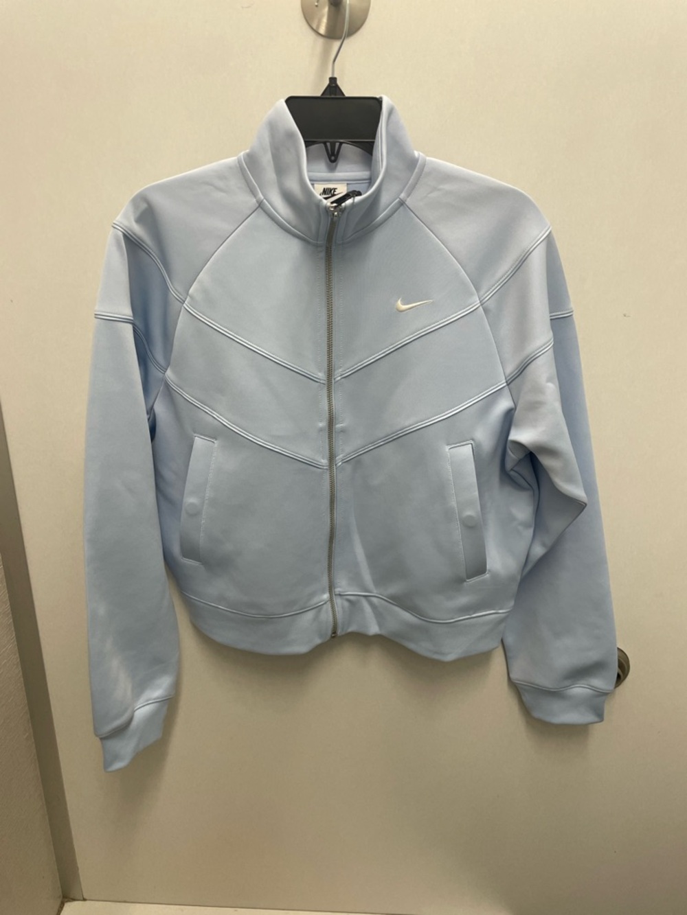 Nike Women's Pale Blue Full-Zip Chevron Bomber Jacket
